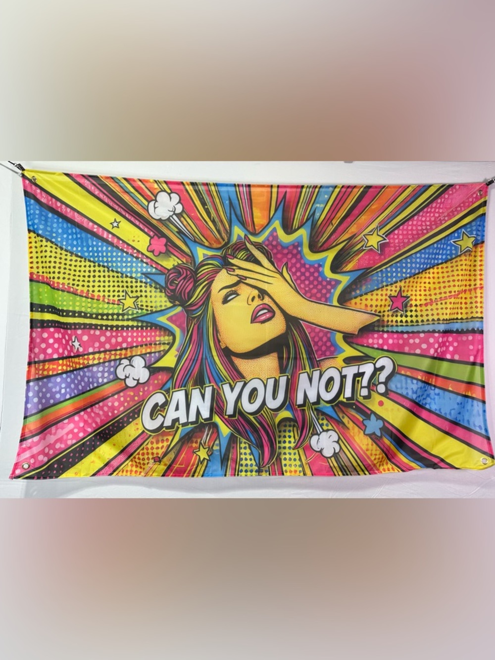 Humorous “Can You Not??”  Colorful Banner Tapestry 5x3Ft. With 4 Brass Grommets